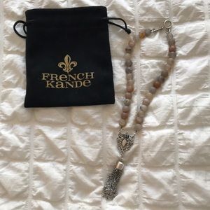 FRENCH KANDE ANTIQUE BEADED NECKLACE W/ TASSEL